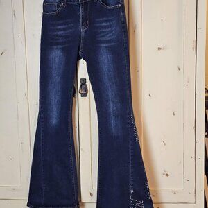 Bamboo Original Denim Rhinestone Flare Jeans – Juniors Size 9, Y2K